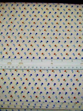 BLUE RED & GREEN on ECRU Quilting Cotton Fabric 4+ yds x 46" wide